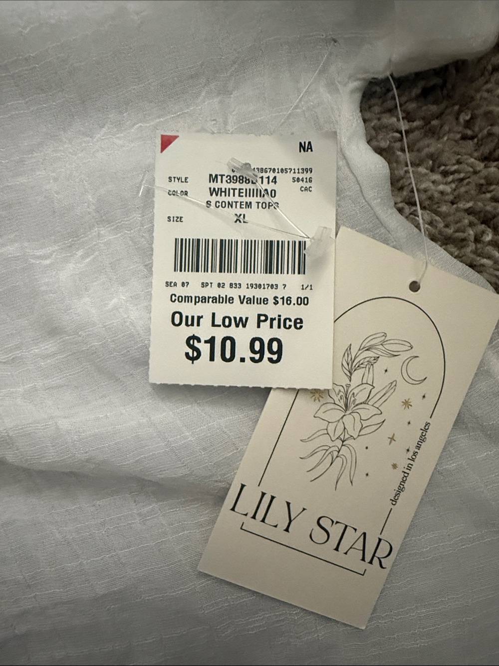 Lily Star White Linen Short-Sleeve Button-Up Top - Picture 4 of 4